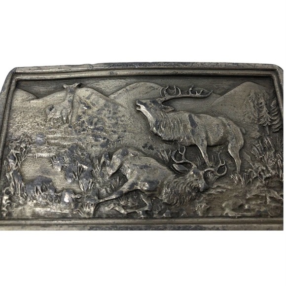 Bergamot Brass Works 1977 Vintage ELK MOOSE Belt Buckle USA Made Hunter - Picture 9 of 12